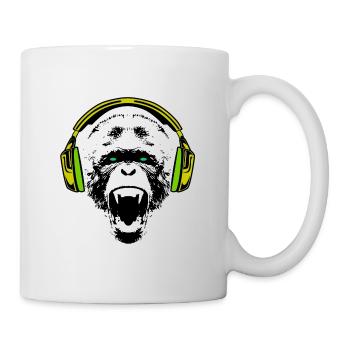 Monkey DJ with Headphone Gift - Mug - white - Right
