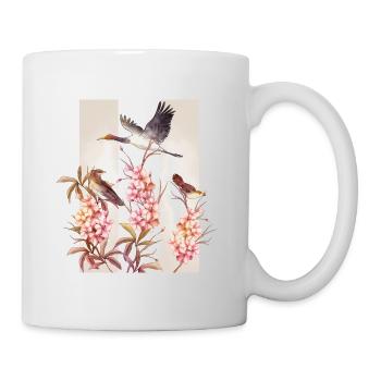 Asian Flowers Birds Watercolor - Mug - white - Right