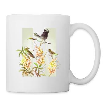 Asian Flowers Birds Watercolor - Mug - white - Right