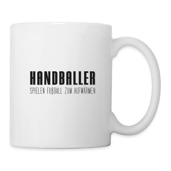 Handballer spielen Fußball zum Aufwärmen - Tasse - Weiß - Rechts