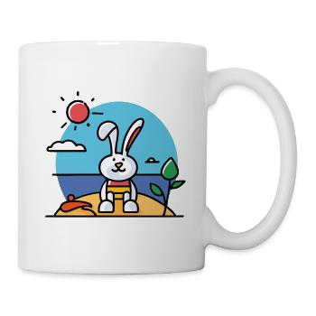 Hase am Strand beim Sonnenbad - Tasse - Weiß - Rechts