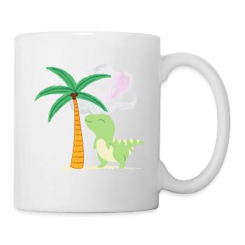 Süßer Dino unter Palme 💗 Design für die Familie - Tasse - Weiß - Rechts