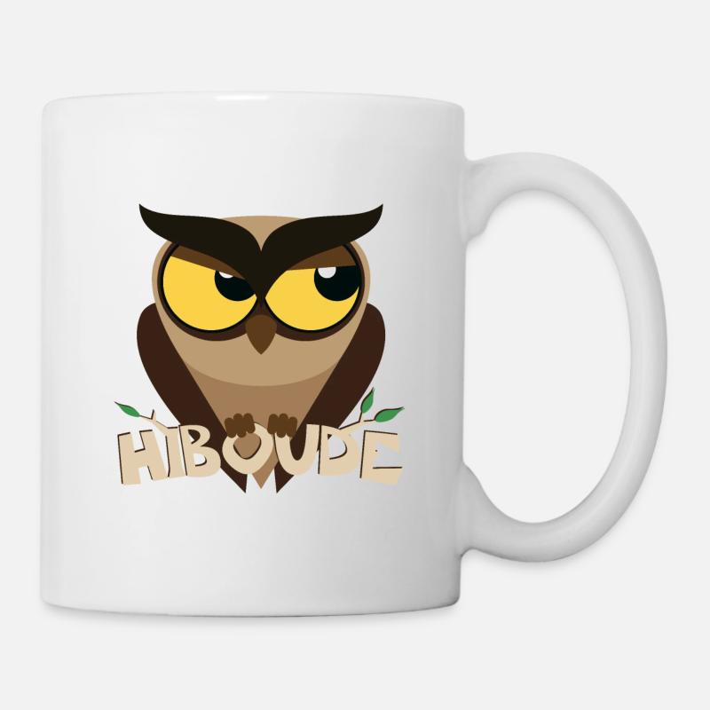 Hiboude, il Boude le Hibou Grincheux - Mug blanc - blanc