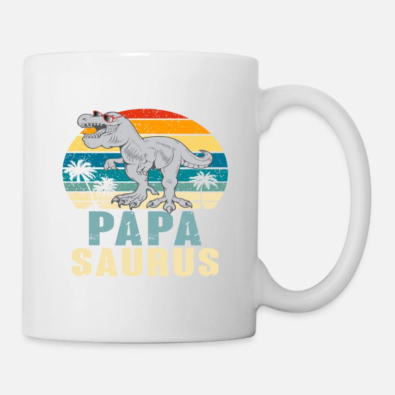 Papasaurus Fête des Pères Dinosaure T-Rex Idée Cadeau - Mug blanc - blanc