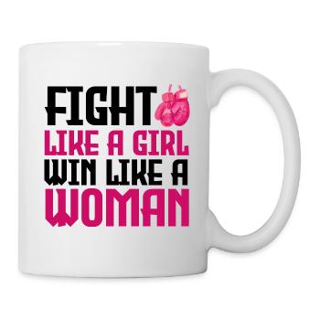 Fight Like A Girl Mois de sensibilisation, cancer - Mug blanc - blanc - Droite