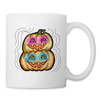 Scary Halloween pumpkin monster face head. - Mug - white - Right