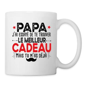 Papa Père Papou Cadeau Vintage T-shirt Mug - Mug blanc - blanc - Droite
