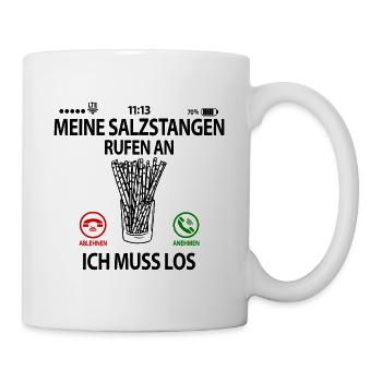 Salzstangen Knabberzeug Spruch lustig Witzig - Tasse - Weiß - Rechts