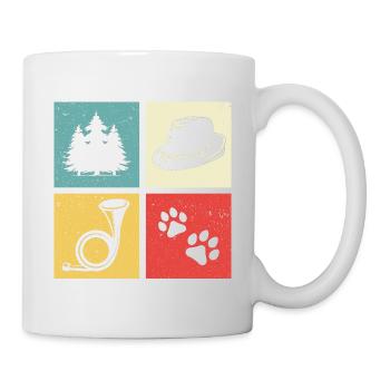 Hunting Horn Design with Forest Dog Paw Felt Hat - Mug - white - Right