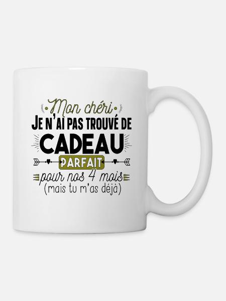 4 mois Cadeau Chéri Couple Homme T-shirt Mug - Mug blanc - blanc