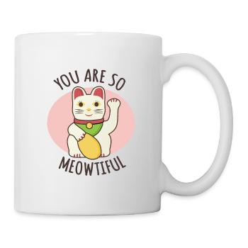 You are so Meowtiful, Maneki Neko Japanese Cat - Mug - white - Right