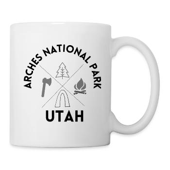 Arches national park Utah with black text - Mug - white - Right