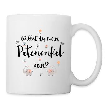 Willst du mein Patenonkel sein? Patenonkel fragen - Tasse - Weiß - Rechts