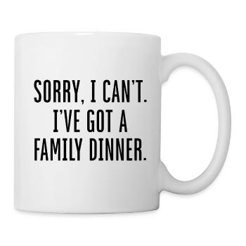 Désolé, je ne peux pas avoir un dîner en famille - Mug blanc - blanc - Droite
