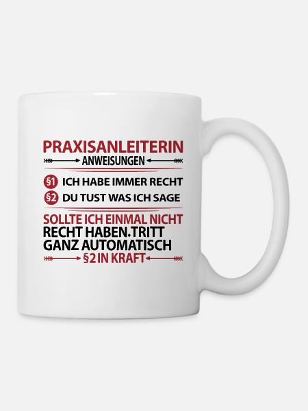 Praxisanleiterin Abschied Danke sagen Geschenkidee - Tasse - Weiß