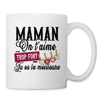 Maman Mère On t'aime Cadeau Amour Famille Femme - Mug blanc - blanc - Droite