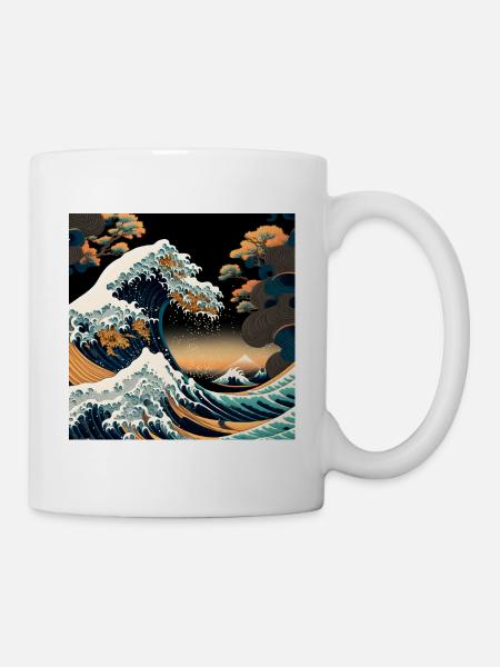 Ukiyo Welle Japanische Kunst - Tasse - Weiß