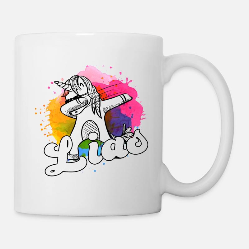 LIAS - Beau nom de garçon avec licorne cool - Mug blanc - blanc