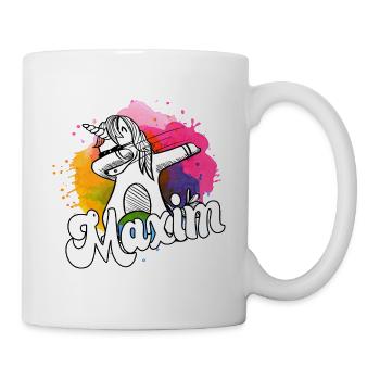 MAXIM - Beautiful Boy Name with Cool Unicorn - Mug - white - Right