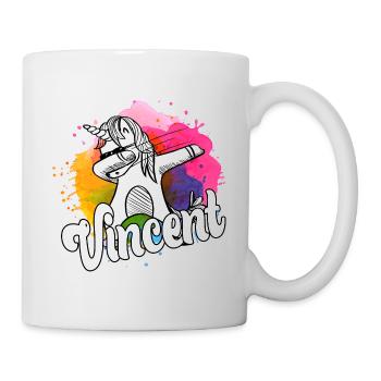 VINCENT - Beau nom de garçon avec une licorne cool - Mug blanc - blanc - Droite