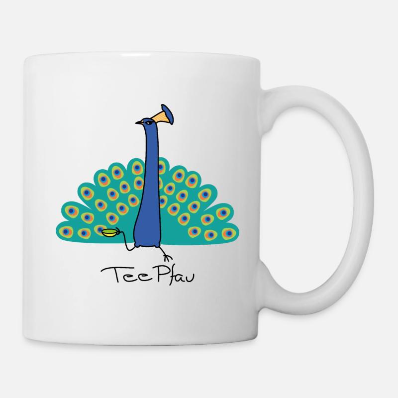 Tee Pfau Wortspiel - Tasse - Weiß