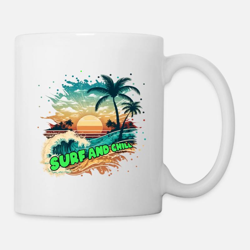 Surf tropical beachsurf et chill - Mug blanc - blanc