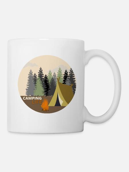 Camping Life Van Life Camper T-Shirt Wildness Zelt - Tasse - Weiß