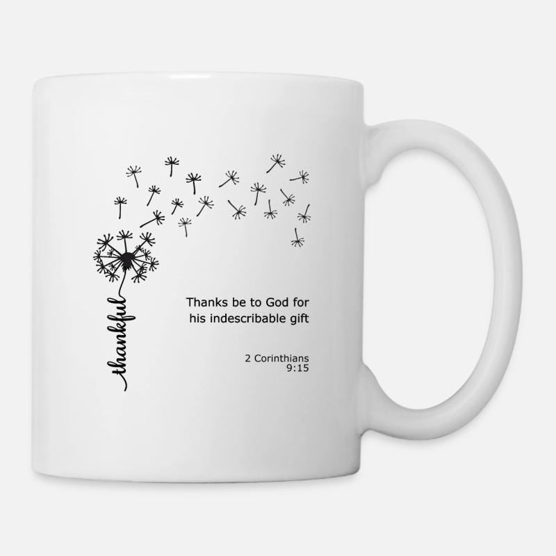 Dankbarer Löwenzahn Christliches Design 2 Korinther - Tasse - Weiß