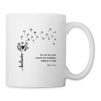 Croyez pissenlit conception chrétienne Jean 14: 1 - Mug blanc - blanc - Droite
