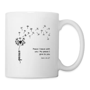 Frieden Löwenzahn Christliches Design Johannes 14,27 - Tasse - Weiß - Rechts