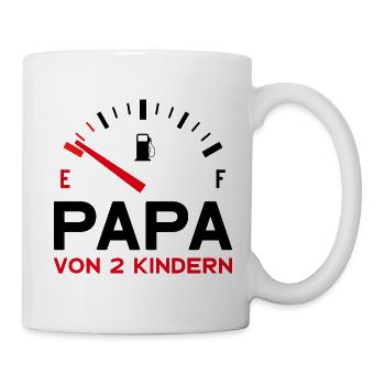 PAPA 2 KINDER VATERTAG - Tasse - Weiß - Rechts