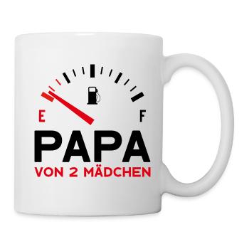PAPA ZWEI MÄDCHEN VATER 2 TÖCHTER VATERTAG - Tasse - Weiß - Rechts