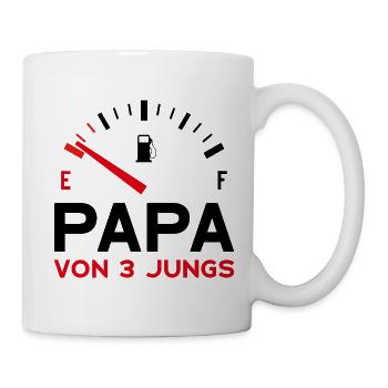 PAPA DREI JUNGEN VATER 3 SÖHNE VATERTAG - Tasse - Weiß - Rechts