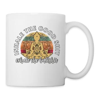 Yoga Inhale Exhale Meditation Achtsamkeit Geschenk - Tasse - Weiß - Rechts