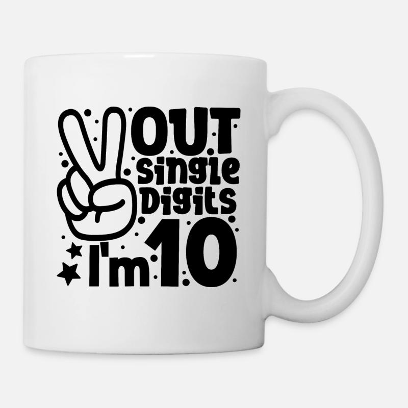 Peace Out Single Digits I'm 10 Years Old Birthday - Mug - white