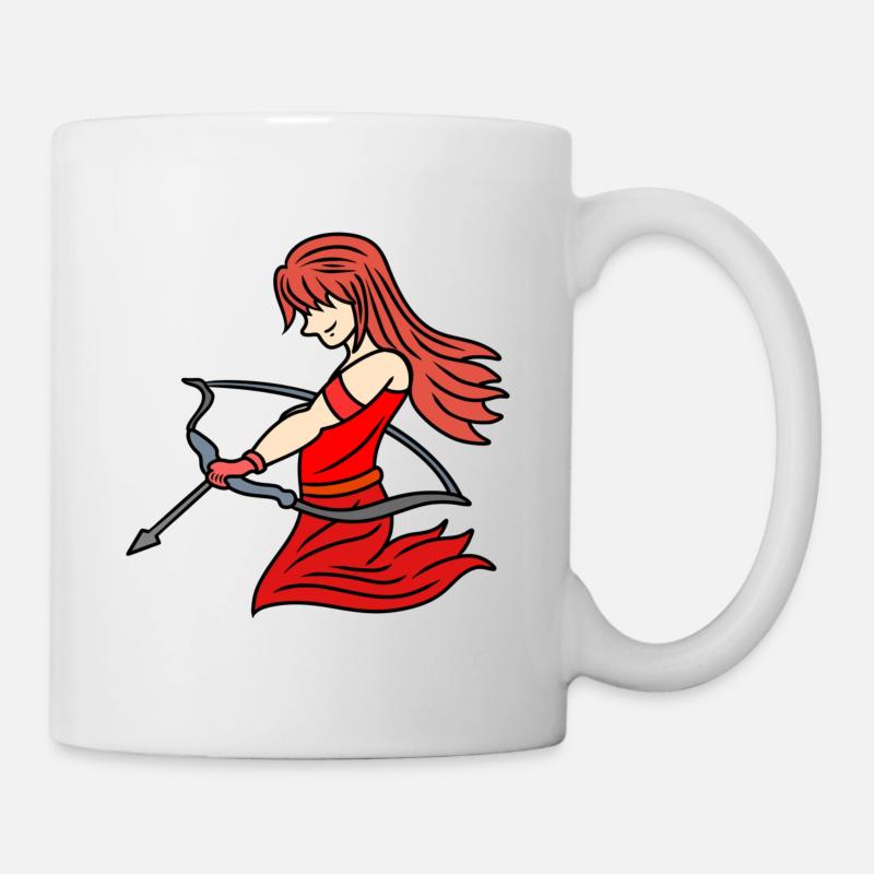 Schönes Bogenschützenmädchen in Rot - Tasse - Weiß