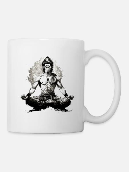 Meditierender Krieger - Tasse - Weiß