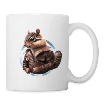 Streifenhörnchen Flugkapitän Lederjacke Pilot - Tasse - Weiß - Rechts