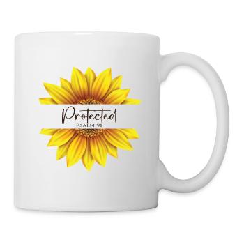 Christian Sunflower design I am Protected Psalm 91 - Mug - white - Right