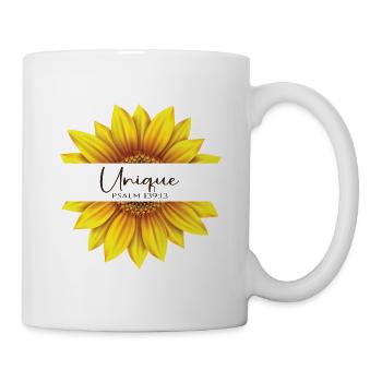Christliches Sonnenblumendesign Ich bin einzigartig Psalm 139: - Tasse - Weiß - Rechts