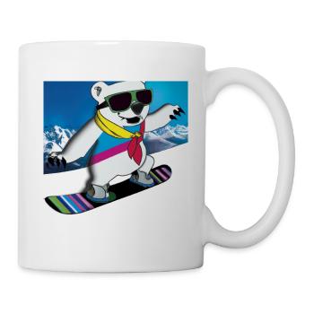 Cool Polar Bear Rides Snowboard Cadeau - Mug blanc - blanc - Droite