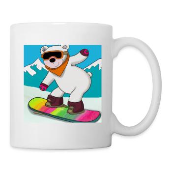 Cool Polar Bear Rides Snowboard V2 Gift - Mug - white - Right