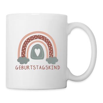 Geburtstagskind Regenbogen mit Herz | Boho Style - Tasse - Weiß - Rechts