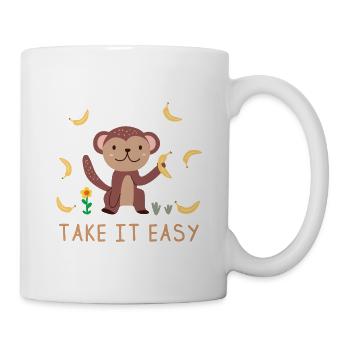 Take it easy | Bananen Äffchen | Boho-Style - Tasse - Weiß - Rechts