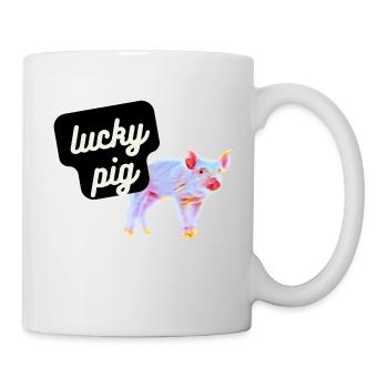 Cochon chanceux / porcelet mignon de la ferme - Mug blanc - blanc - Droite