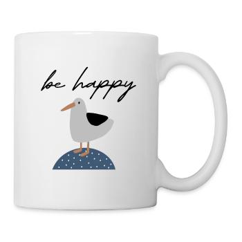 Be Happy Möwe | Küste | Boho Stil für Kinder - Tasse - Weiß - Rechts