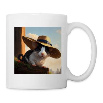 Süßes Haustier Ratte Strohhut Fancy Ratte Kunstwerk - Tasse - Weiß - Rechts