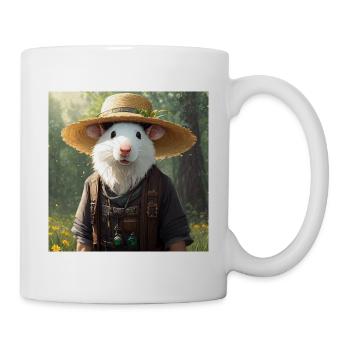 Niedliche Haustier Ratte Strohhut Fancy Rat Kunstwerk - Tasse - Weiß - Rechts