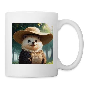 Hedgehog Art with Straw Hat Cute Hedgehogs - Mug - white - Right