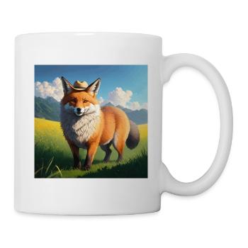Rotfüchse Kunst mit Strohhut Süßer Rotfuchs - Tasse - Weiß - Rechts
